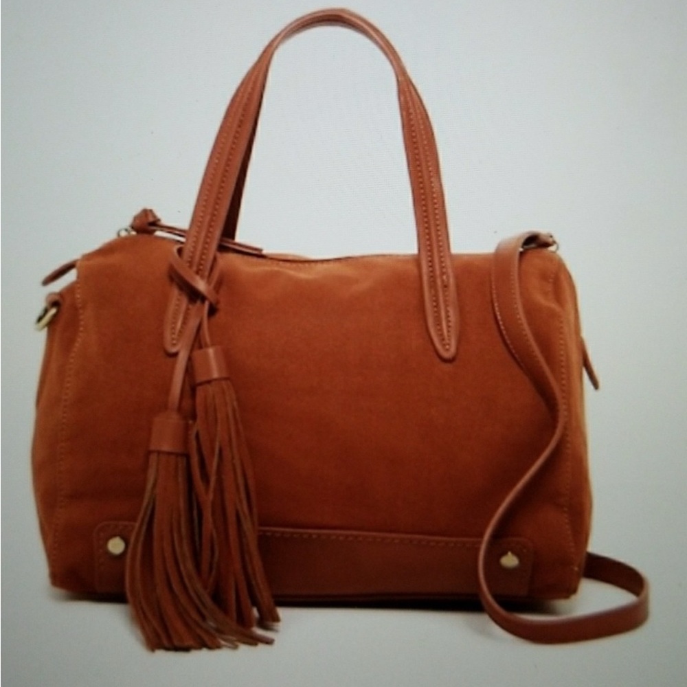 SHIRALEAH Rust Marlowe Satchel Elegant Tan Handbag with Tassel